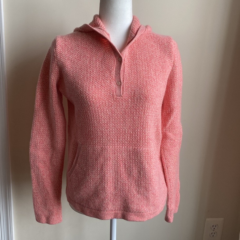 TSE 100% Cashmere Hooded Knit Sweater 3 Button Soft Pink Vintage